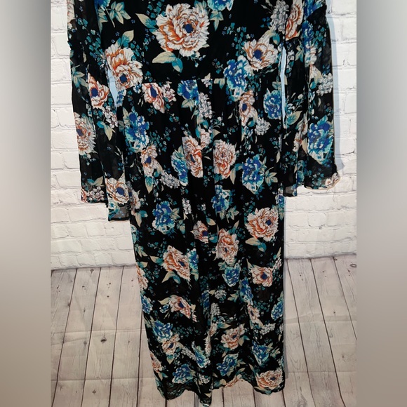 As U Wish Multicolor long long sleeve flower dress size L - Picture 11 of 11